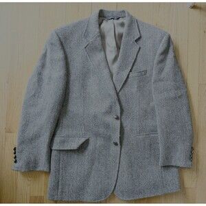 VTG Jos A Bank Men's Harris Tweed Herringbone Blazer 43 R Brown 100% Wool